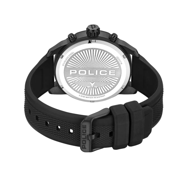 Police Orologio da uomo Cronografo Analogico Nero 44 mm Acciaio inossidabile/Silicone Orologio da polso Cronografo Orologi da uomo