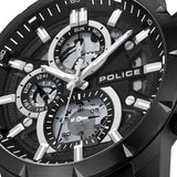 Police Orologio da uomo Cronografo Analogico Nero 44 mm Acciaio inossidabile/Silicone Orologio da polso Cronografo Orologi da uomo