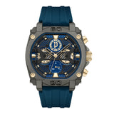 Police Herren Armbanduhr Chronograph Analog Quarz Blau Gold 44 mm Edelstahl Silikon Herrenuhr Uhren