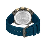 Police Herren Armbanduhr Chronograph Analog Quarz Blau Gold 44 mm Edelstahl Silikon Herrenuhr Uhren