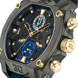 Police Herren Armbanduhr Chronograph Analog Quarz Blau Gold 44 mm Edelstahl Silikon Herrenuhr Uhren