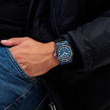 Swiss Military Hanowa Orologio da polso unisex Ocean Pioneer Blu/Nero 42 mm Silicone/Acciaio inossidabile Orologio da polso da uomo Cronografo Orologio subacqueo