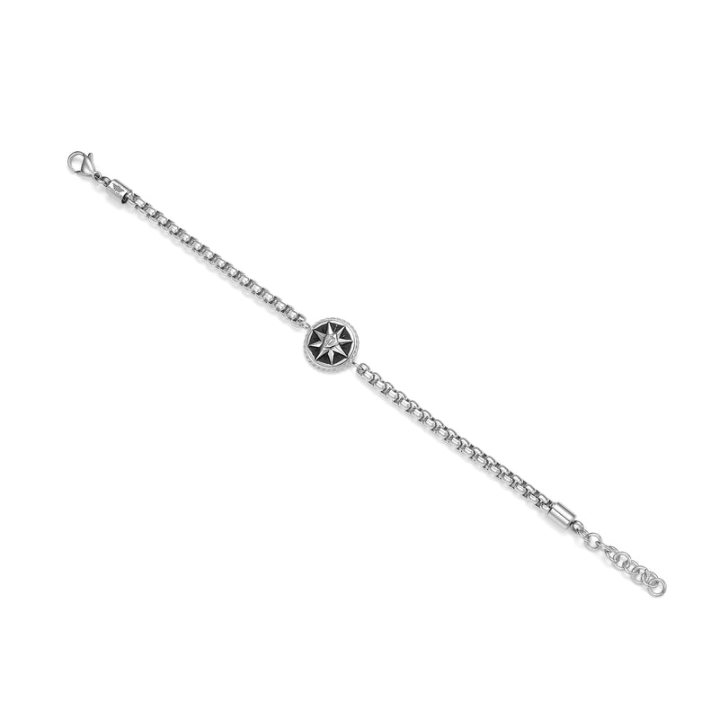 Police Men's Bracelet Stainless Steel Silver/Black 20 cm Compass Chain Jewelry Men's Bracelet Chain Men