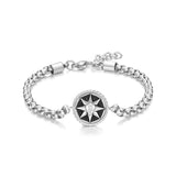 Police Men's Bracelet Stainless Steel Silver/Black 20 cm Compass Chain Jewelry Men's Bracelet Chain Men