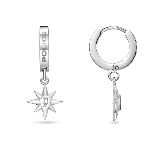 Police Unisex Earrings Silver Star - Stud Earrings - Stainless Steel - Jewelry - Accessories - Gift Idea