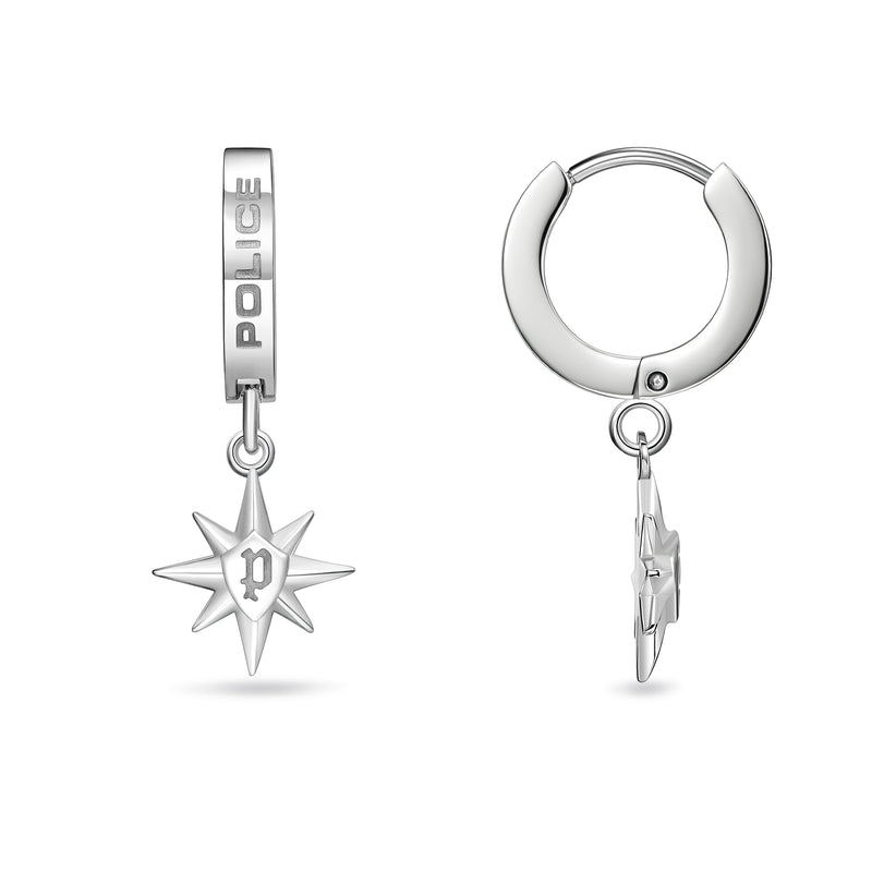 Police Unisex Earrings Silver Star - Stud Earrings - Stainless Steel - Jewelry - Accessories - Gift Idea
