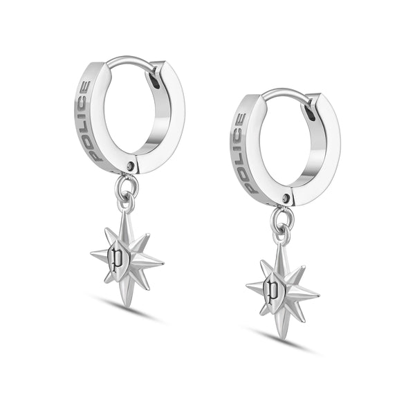 Police Unisex Earrings Silver Star - Stud Earrings - Stainless Steel - Jewelry - Accessories - Gift Idea