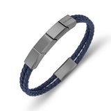 Bracciale in pelle da uomo Police Acciaio Blu - Bracciale da uomo in pelle intrecciata con chiusura in acciaio - Bracciale in pelle da uomo - Bracciale in pelle da uomo