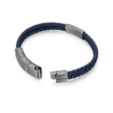 Bracciale in pelle da uomo Police Acciaio Blu - Bracciale da uomo in pelle intrecciata con chiusura in acciaio - Bracciale in pelle da uomo - Bracciale in pelle da uomo