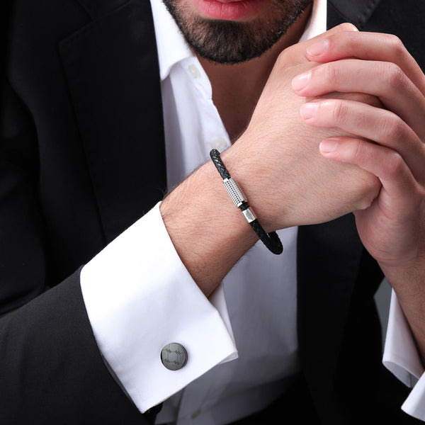 Police Men's Bracelets Leather Stainless Steel Black 18 cm Herrenarmband Leder Armband Lederarmband Herren Schmuck