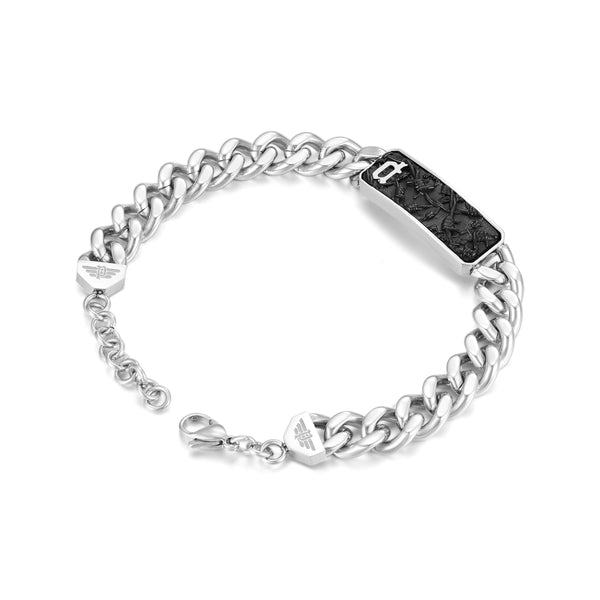 Bracciale da uomo Police in argento da 21 cm con catena in acciaio inossidabile, bracciale da uomo con catena in argento