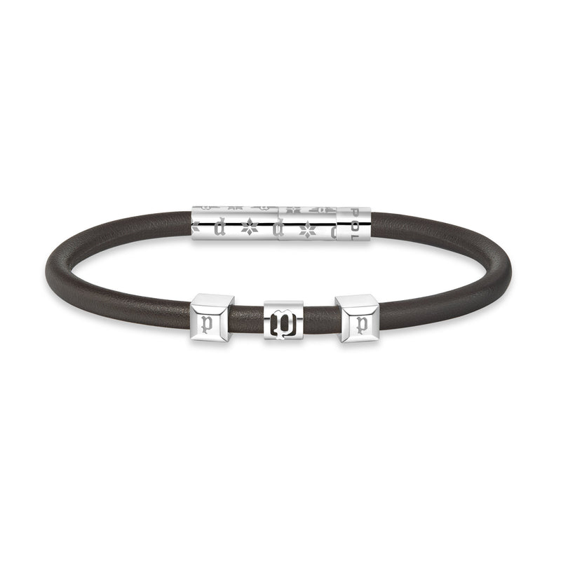Police Men's Bracelet Leather Brown Steel - Jewelry Men's Bracelet Leather Accessories Gift Idea