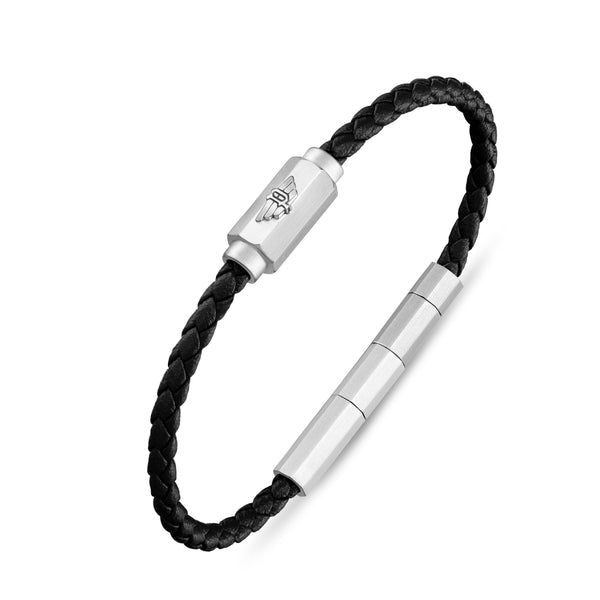 Police Men's Leather Bracelet Black - Leather Bracelet Men Leather Band Leather Chain Bracelet Leather