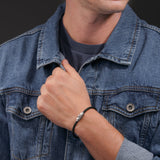 Police Herren Leder Armband Schwarz - Lederarmband Herren Lederband Lederkette Armband Leder