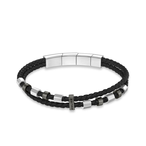 Police Men's Bracelet Leather Black Silver Stainless Steel Men's Bracelet Leather Bracelet Bracelet Leather Men