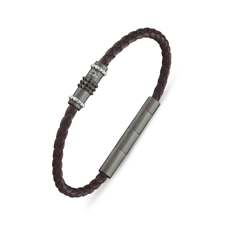 Police Men's Bracelet Leather Brown - Braided Leather Band Men's Bracelet - Bracelet Leather Men