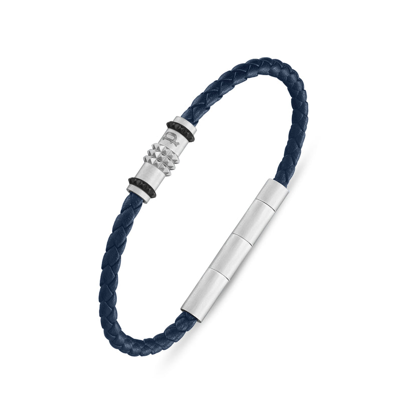 Police Men's Bracelet Leather Stainless Steel Blue - Bracelets Men Leather - Bracelet Men Leather - Bracelet Leather Men - Bracelets Men