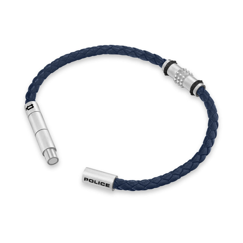 Police Men's Bracelet Leather Stainless Steel Blue - Bracelets Men Leather - Bracelet Men Leather - Bracelet Leather Men - Bracelets Men
