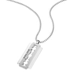 Police Men's Chain Silver Stainless Steel Razor Blades Pendant Necklace Men's Chain Silver Chain