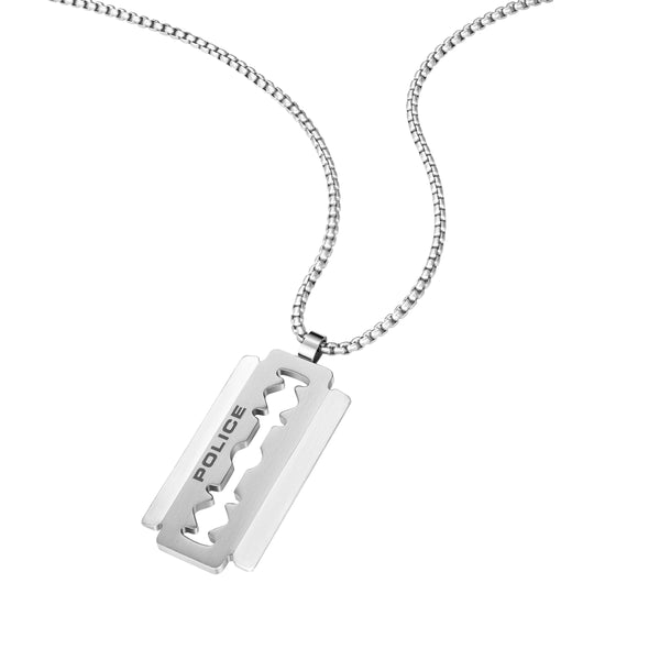 Police Men's Chain Silver Stainless Steel Razor Blades Pendant Necklace Men's Chain Silver Chain