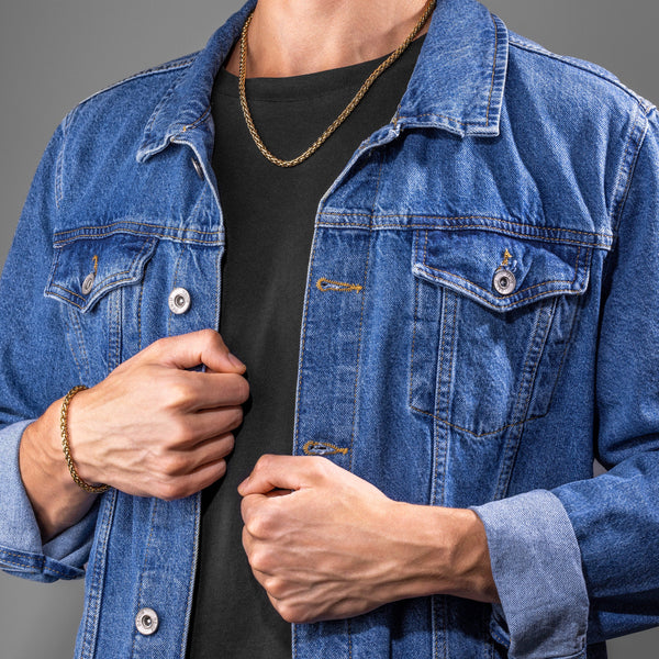 Collana a catena da uomo della polizia Collana a catena da uomo in acciaio inossidabile dorato da 50 cm