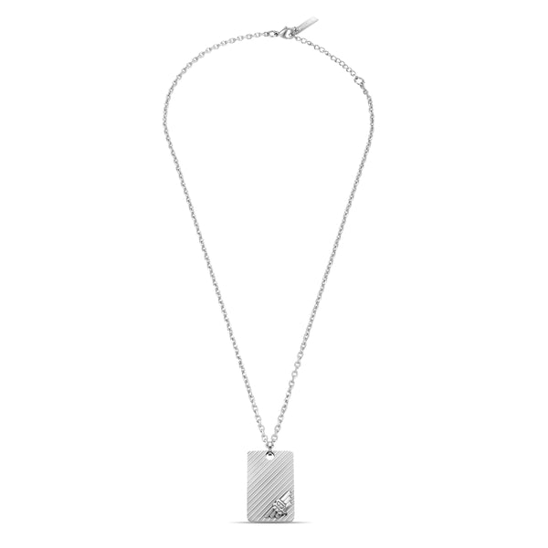 Police Men's Chain Necklace Silver Stainless Steel Men's Chain with Pendant Necklace Silver Chain Pendant