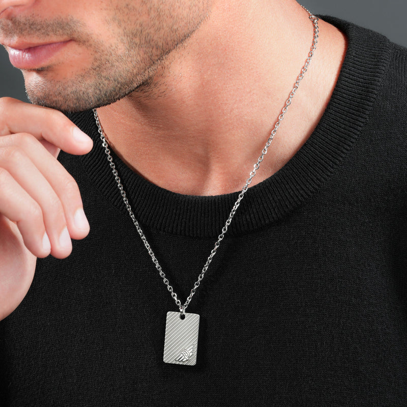 Police Herren Kette Halskette Silber Edelstahl Herrenkette mit Anhänger Halskette Silber Kette Anhänger