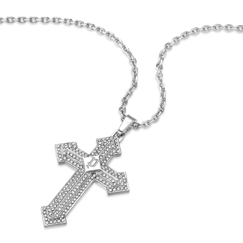 Police Herren Kette Halskette Silber 50 cm Edelstahl Kreuz Anhänger Herrenkette Silber Kette Halskette Herren Schmuck