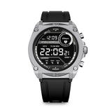 Police Herren Smartwatch Schwarz/Silber Edelstahl/Silikon Armband Smartwatch Fitness Tracker Herzfrequenzmesser Digital Uhr