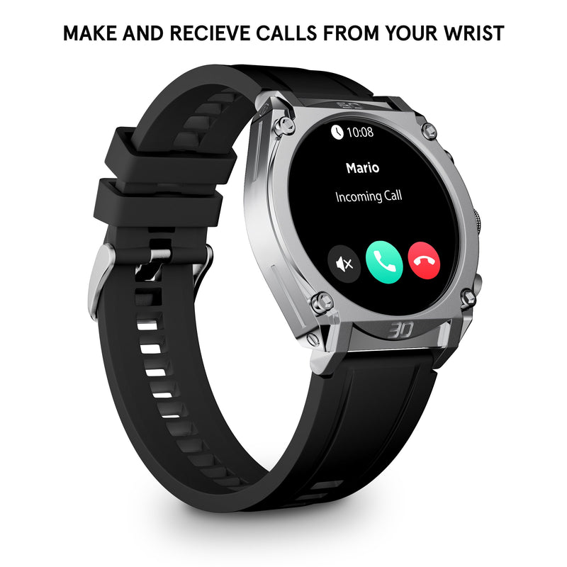 Police Herren Smartwatch Schwarz/Silber Edelstahl/Silikon Armband Smartwatch Fitness Tracker Herzfrequenzmesser Digital Uhr
