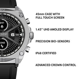 Police Herren Smartwatch Schwarz/Silber Edelstahl/Silikon Armband Smartwatch Fitness Tracker Herzfrequenzmesser Digital Uhr
