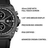 Police Herren Smartwatch mit Pulsmessung, Aktivitäts-Tracker, Schwarz, Einheitsgröße, Silikon/Edelstahl, Sportuhr, Fitnessuhr, Smartwatch Männer