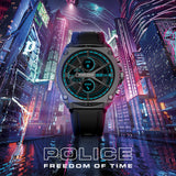 Police Herren Smartwatch mit Pulsmessung, Aktivitäts-Tracker, Schwarz, Einheitsgröße, Silikon/Edelstahl, Sportuhr, Fitnessuhr, Smartwatch Männer