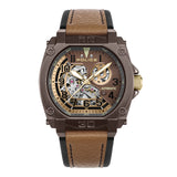 Police Herren Armbanduhr Analog Quarz Leder Braun Gold 42mm - Chronograph Automatik Herrenuhr - Sportliche Herrenuhr