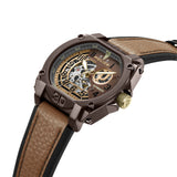 Police Herren Armbanduhr Analog Quarz Leder Braun Gold 42mm - Chronograph Automatik Herrenuhr - Sportliche Herrenuhr