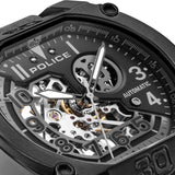 Police Herren Uhr Armbanduhr Analog Automatik Leder Schwarz