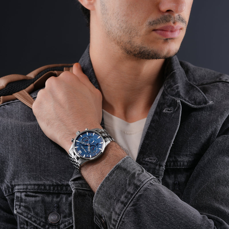 Police Men's Chronograph Watch Stainless Steel Blue/Silver Herrenuhr Armbanduhr Chronograph - Analog Quarz Uhrzeit Datum