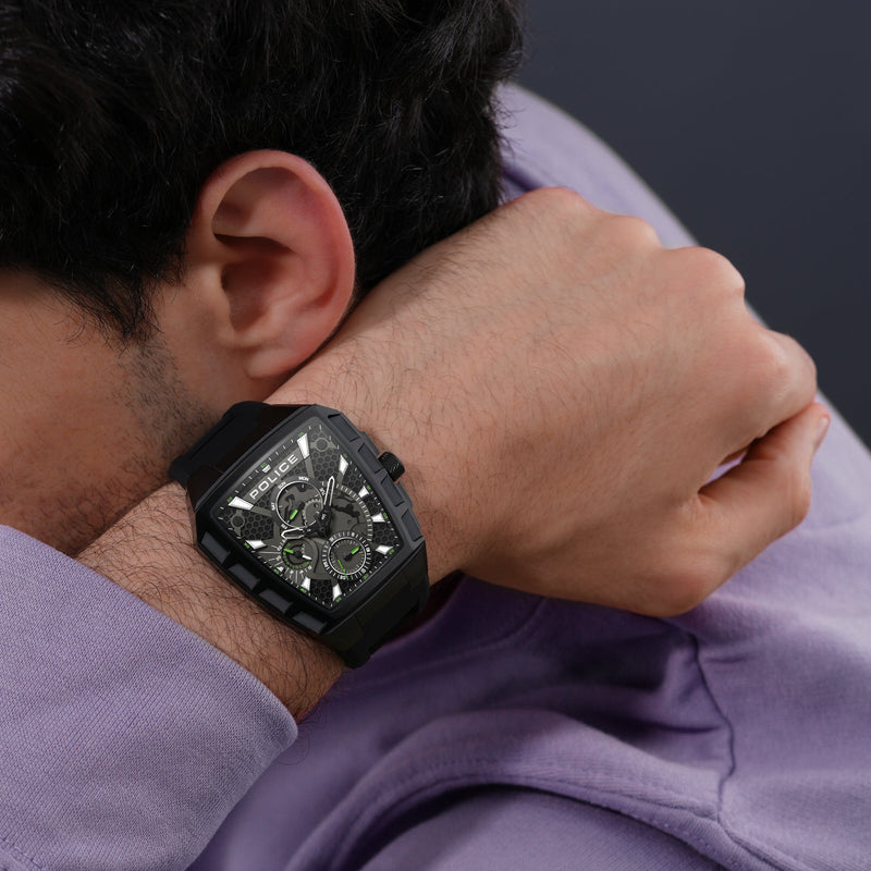Orologio da uomo Police Cronografo analogico al quarzo Nero Verde 45 mm - Orologio sportivo - Orologio da polso - Economico