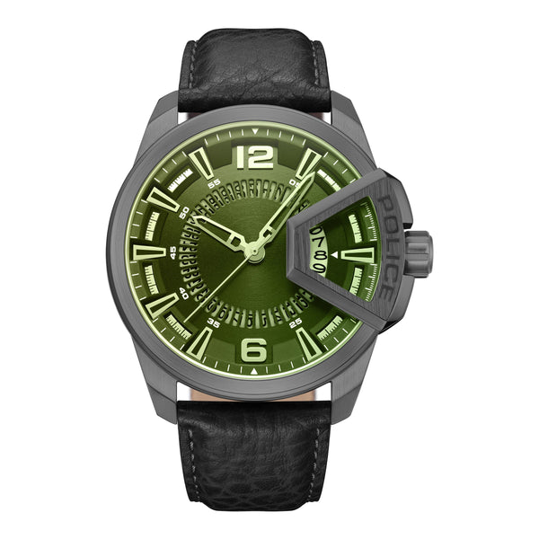 Police Orologio da uomo Analogico in pelle Verde 42 mm - Cronografo da uomo Orologio da polso Orologio analogico