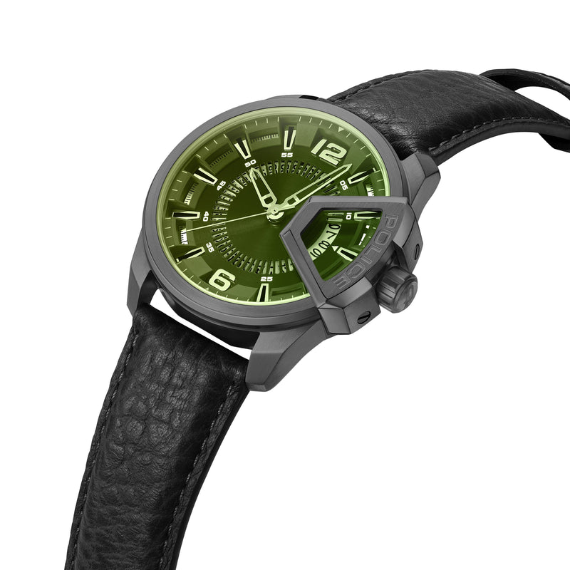 Police Orologio da uomo Analogico in pelle Verde 42 mm - Cronografo da uomo Orologio da polso Orologio analogico