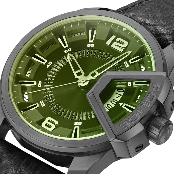 Police Orologio da uomo Analogico in pelle Verde 42 mm - Cronografo da uomo Orologio da polso Orologio analogico
