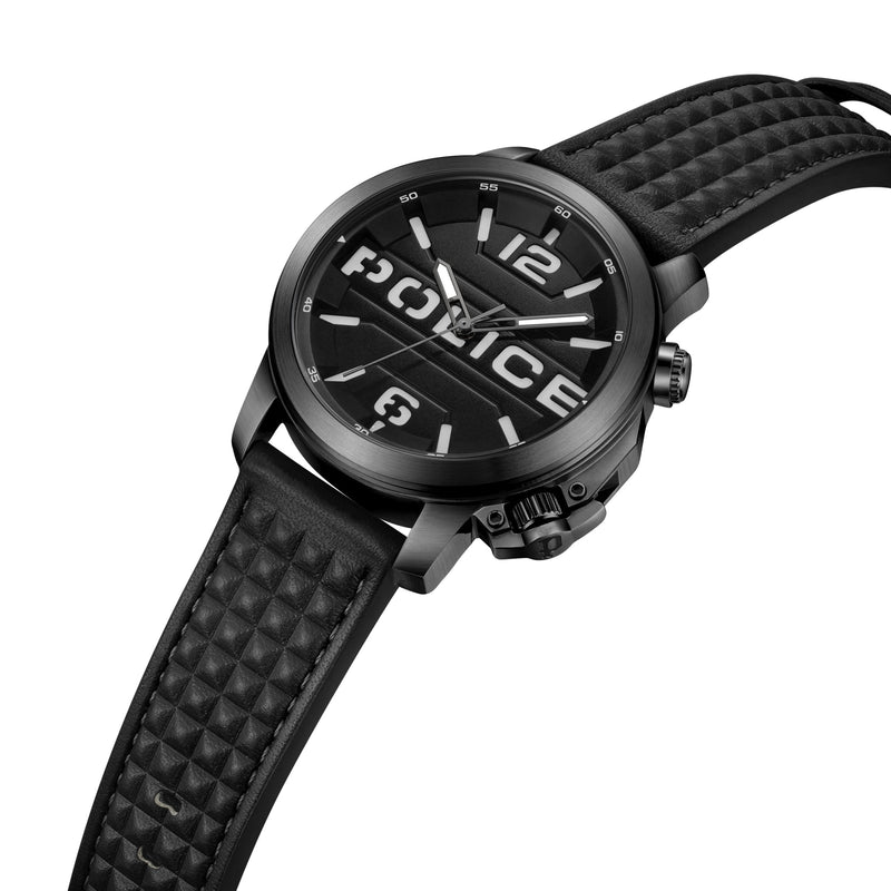 Police Men's Watch Leather Black 42mm Chronograph Automatic Men's Watch Wrist Watch