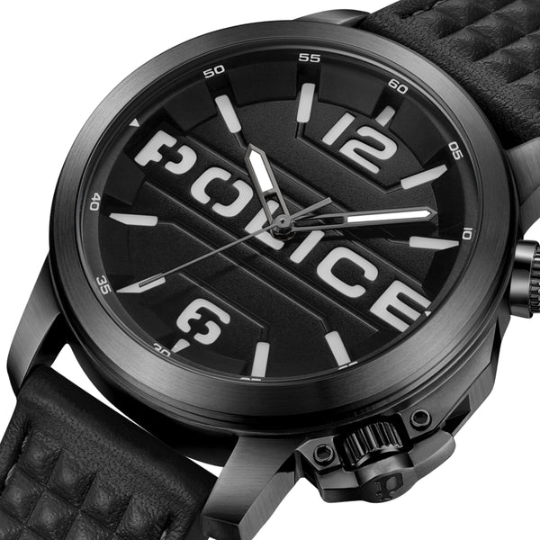 Police Men's Watch Leather Black 42mm Chronograph Automatic Men's Watch Wrist Watch
