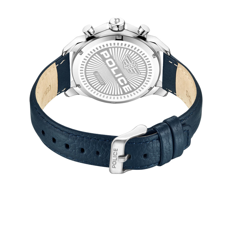 Orologio da uomo Police Cronografo analogico in pelle blu 42 mm Orologio da polso da uomo con bracciali