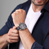 Orologio da uomo Police Cronografo analogico in pelle blu 42 mm Orologio da polso da uomo con bracciali