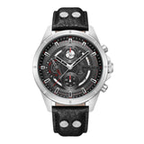 Orologio da uomo Police Cronografo Pelle Nero Argento 46 mm Orologio analogico al quarzo con data e ora