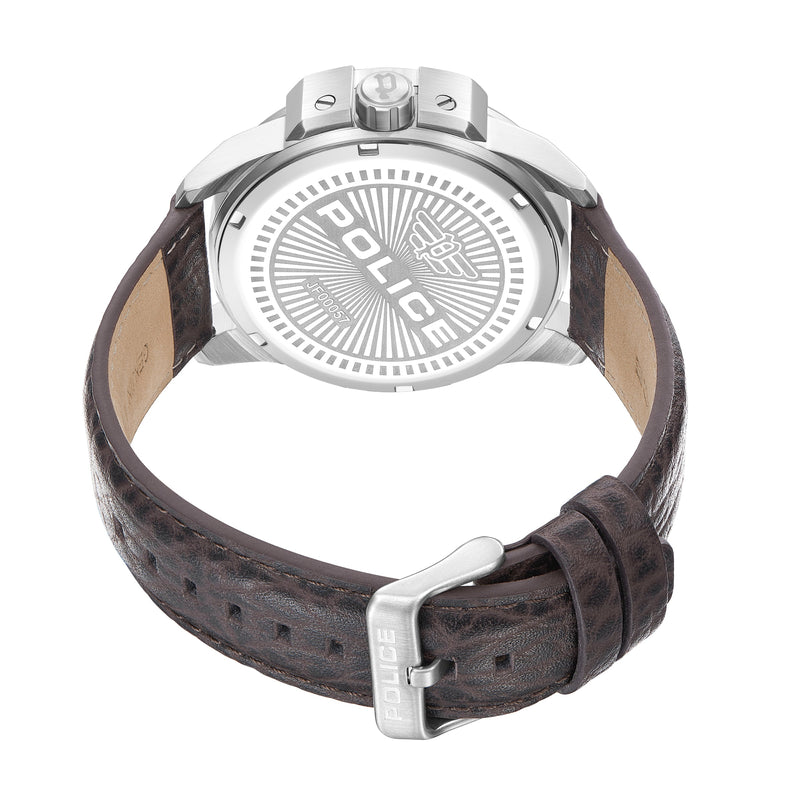 Orologio cronografo da uomo Police cinturino in pelle grigio marrone 44 mm - Orologio cronografo da uomo