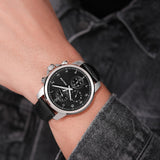 Orologio da uomo Police in pelle nera, cronografo, orologio da uomo, analogico, al quarzo, data e ora, bracciali