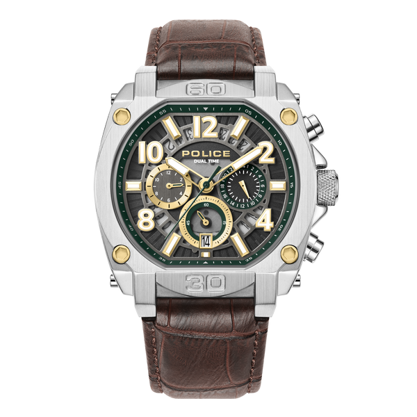 Orologio cronografo da uomo Police argento 44 mm in acciaio inossidabile - Negozio online di orologi Police - Orologio cronografo da uomo