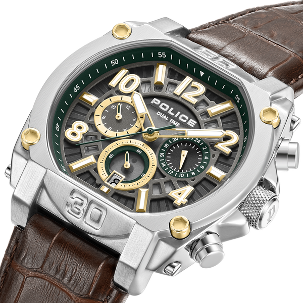 Orologio cronografo da uomo Police argento 44 mm in acciaio inossidabile - Negozio online di orologi Police - Orologio cronografo da uomo